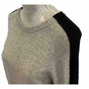 100% Cashmere Minnie Rose, Gray and Black Crew Neck Sweater.